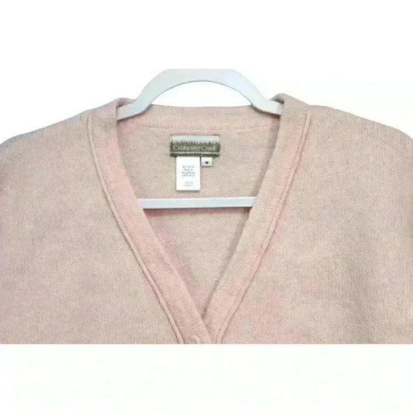 Coldwater Creek Cardigan Sweater Sz Medium 100% Wool Pink Embroidered Oversized - Picture 7 of 11